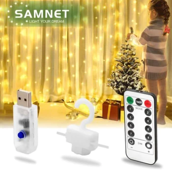 3M LED Kalėdų USB Užuolaidos String Žibintai Su Kabliu Girliandą Pasakų Žibintai Sodo Puošmena Patalpų Apšvietimas Namuose Miegamasis