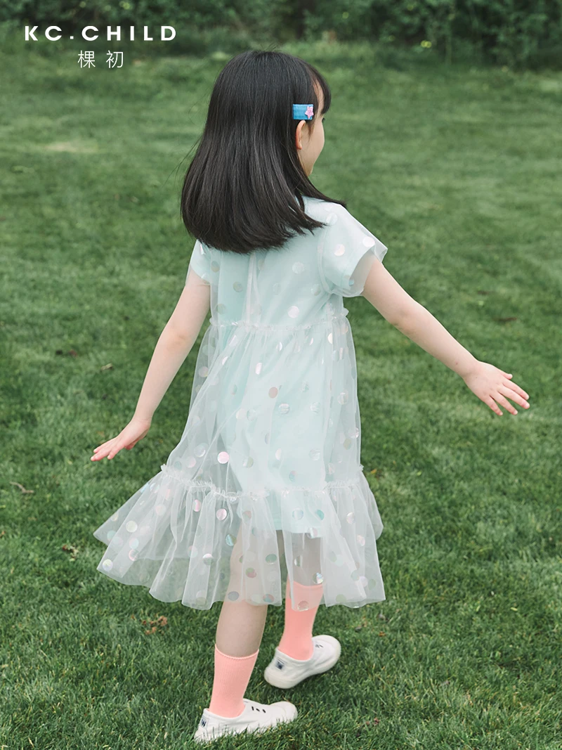 KC.Vaikų mergaičių Tiulio Suknelė Bamblys Vasaros Suknelė Kid ' s Suknelė su Blizgiu Dot Dėvėti, kaip Pasakos Kvėpuojantis Medvilnės Suknelė, Amžius 2-10Y