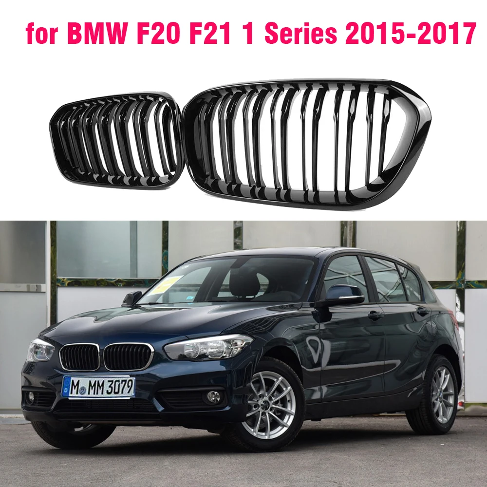 Inkstų Pakaitinės Priekinės Grotelės BMW F20 F21 IGS 2016 2017 16i 118i 120i 125i ABS Blizgus Juodas Groteles