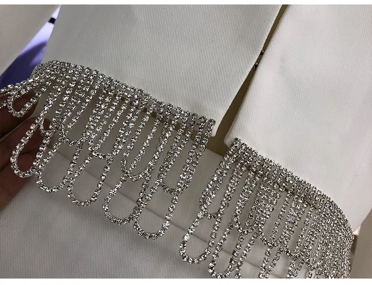 Dviejų Dalių Rinkiniai Moterų 2020 M. Rudenį Naujų Elegantiška Balta Atvartas Diamond Kutas Apkarpytos Švarkas + Sijonas 2-Piece Set Lady Prašmatnus Komplektus