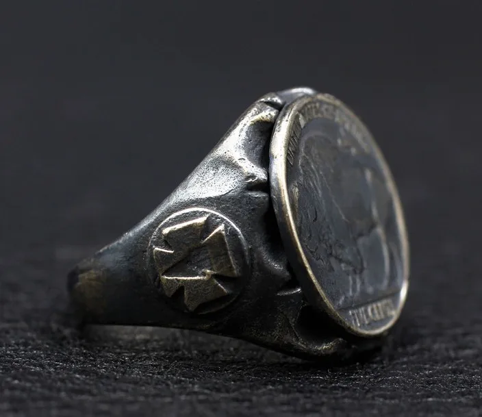 925 sterlingas sidabro rankų darbo retro vintage asmenybės banga vyrų jakų žiedas