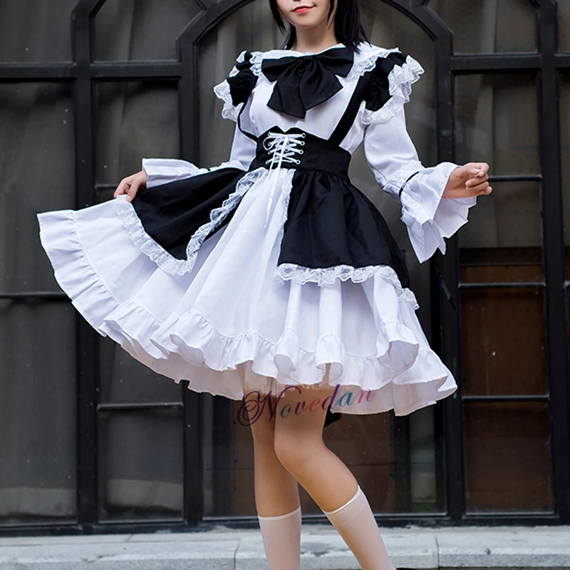 Vyrai Moterys Kambarinės Apranga Anime Sexy Juoda Balta Prijuostė Suknelė Saldus Gothic Lolita Suknelės Cosplay Kostiumas