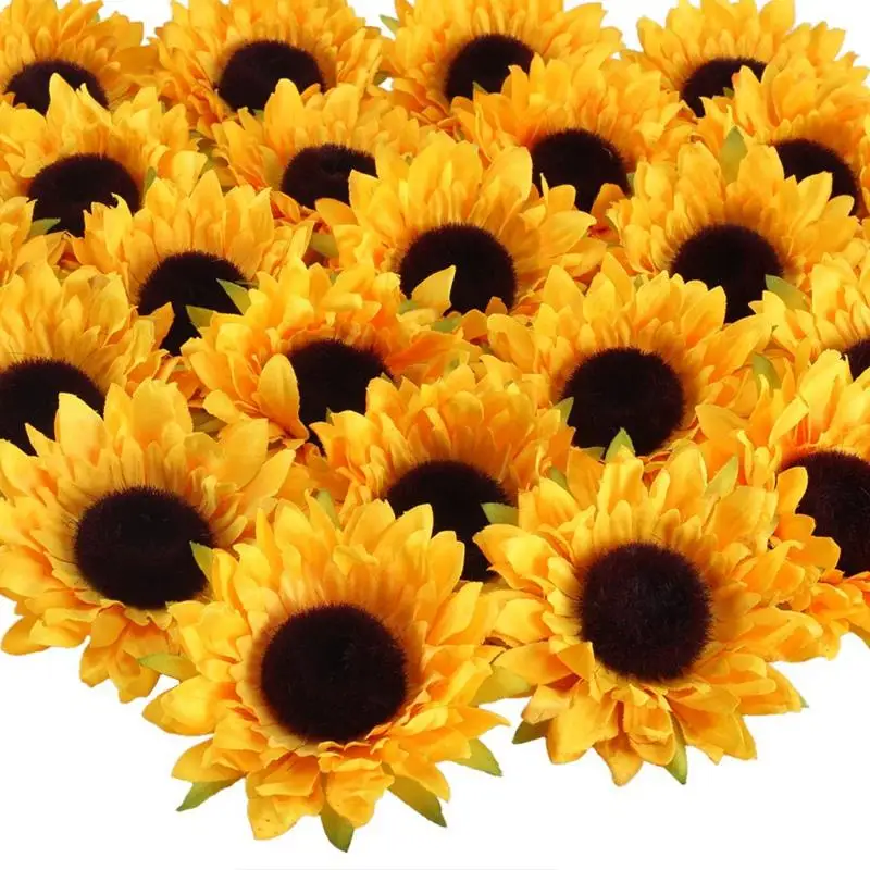 24Pcs Dirbtinis Saulėgrąžų Galvų Šilko Gėlių Dirbtiniais Gėlių, Vestuvių Stalo Centerpieces Namų Virtuvėje Vainikas Hydrangea Keksiukai