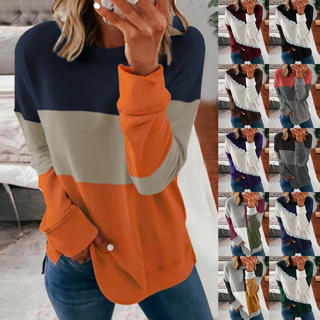 Didelio Dydžio moteriški Sweatershirt 2020 M. Pavasarį, Rudenį Naujų Sudurti Megztinis Moteriška Dugno Marškinėliai Atsitiktinis Trikotažas Blusa Viršūnės