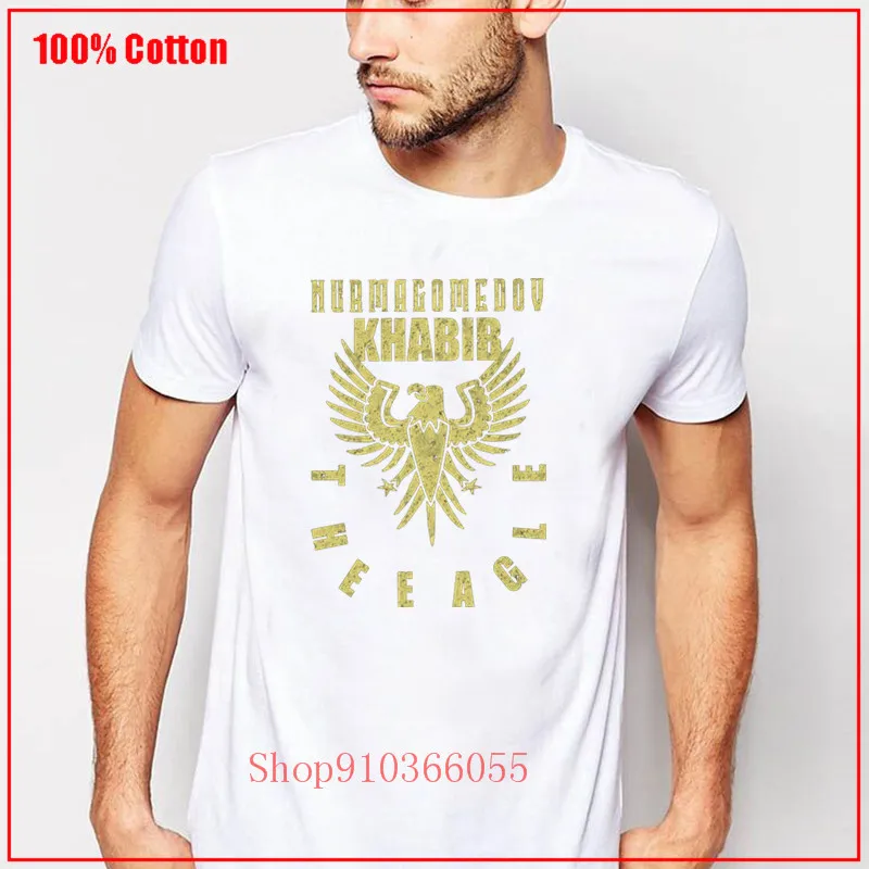 Khabib Nurmagomedov Erelis aukso Spausdinta Dizainas vyrų marškinėliai Paprastas Stilius Atostogų Drabužių Medvilnės Viršūnes Tees Trumpas Rankovės