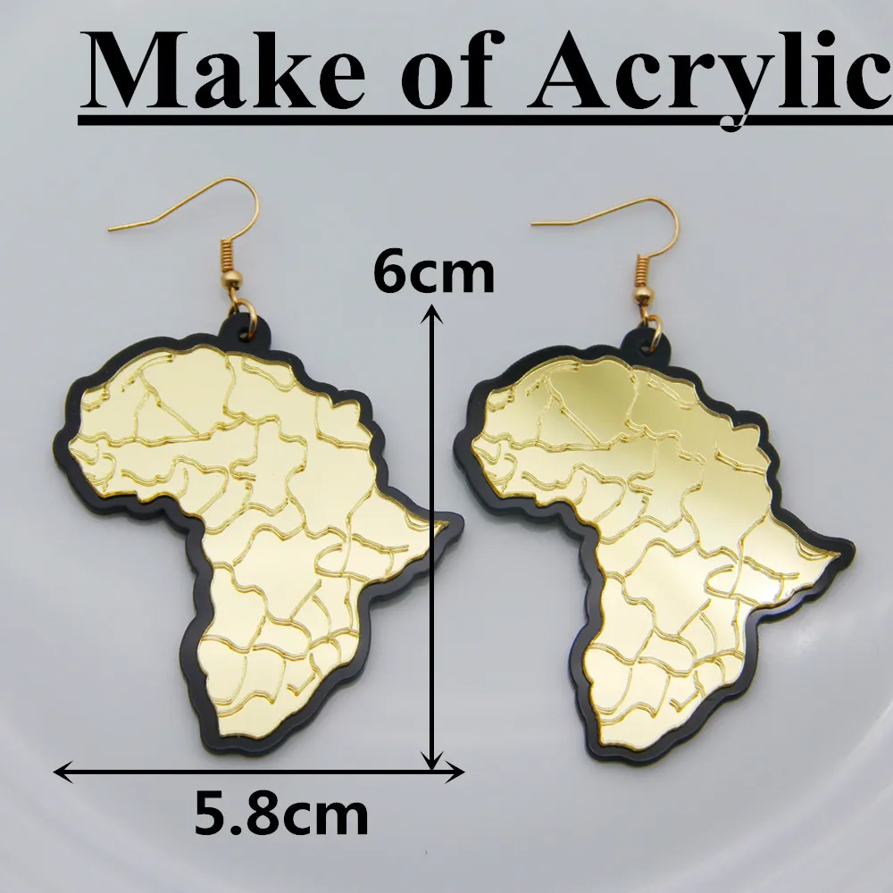 Pareiškimas Aukso Spalvos Akrilo Afrikos Žemėlapis Lašas Auskarai Moterims Derliaus Geometrinis Didelis Dervos Žemėlapis Auskarai Mados Juvelyrika Dovanos