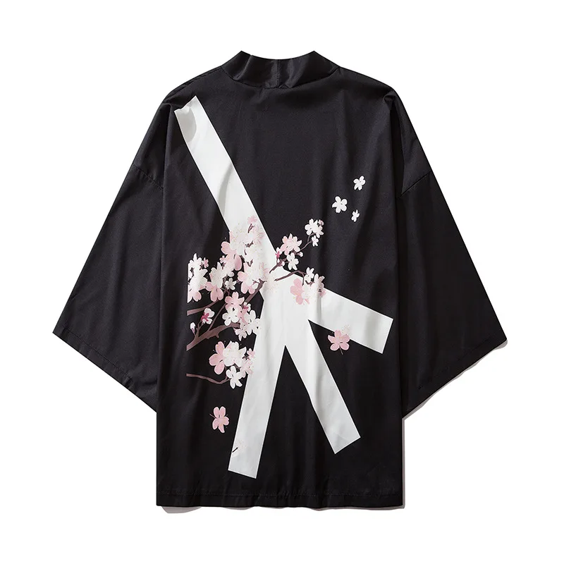2020 Harajuku Japonijos Bangos Atsitiktinis Spausdinti Gėlių Kimono Streetwear Vyrų, Moterų Megztinis Kinų Simbolių Plonas Chalatas, Drabužių