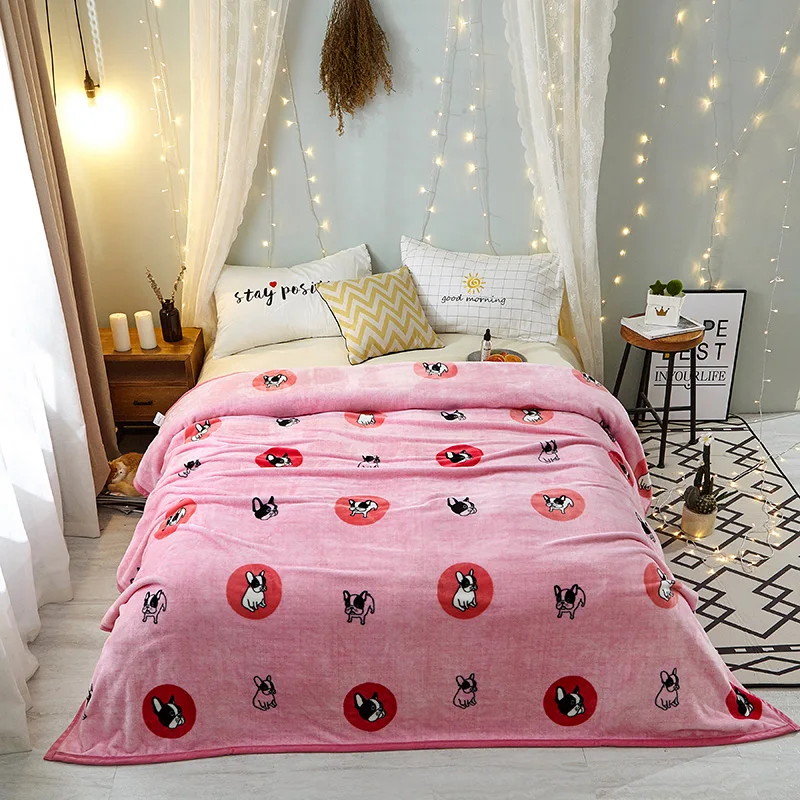 LREA плед buldogas Snaigės antklodę ant lovos, minkštas šiltas už sofos comfotable mesti rožinė Pigūs Aukštos kokybės