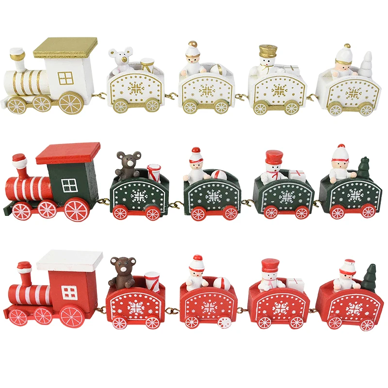 Kalėdų Traukinukas Dažytos Medienos Su Santa Lokys Kalėdos Vaikas Žaislų, Dovanų Ornamentu Navidad 