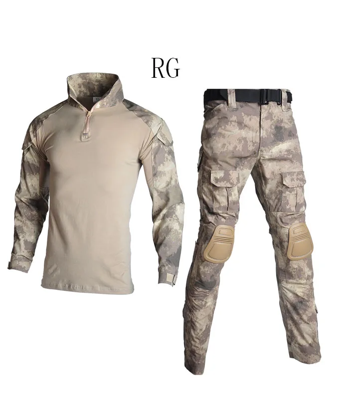 Karinės Uniformos Marškinėliai + Kelnės Su Kelio Alkūnės Pagalvėlės Lauko Airsoft Taktinis Dažasvydis Ghillie Kostiumas Kamufliažas Medžioklės Drabužiai