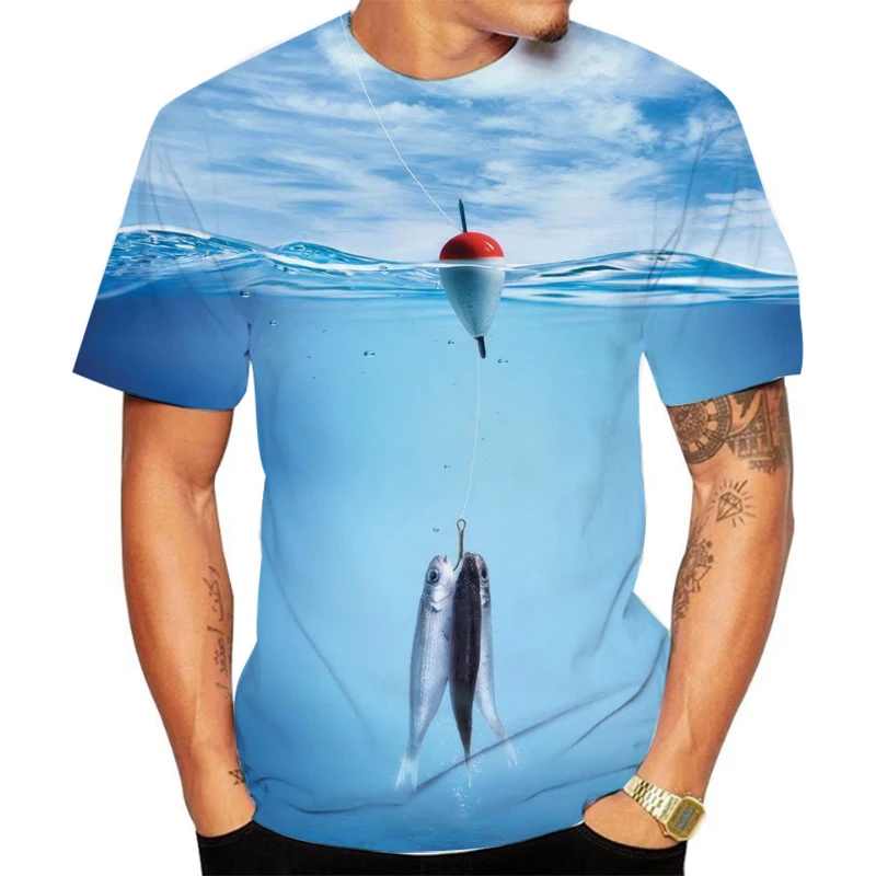 2020 naujų žuvų 3D atspausdintas trumpas rankoves, madingi streetwear T-marškinėliai, hip-hop ' Harajuku vyrų ir moterų topai marškinėliai