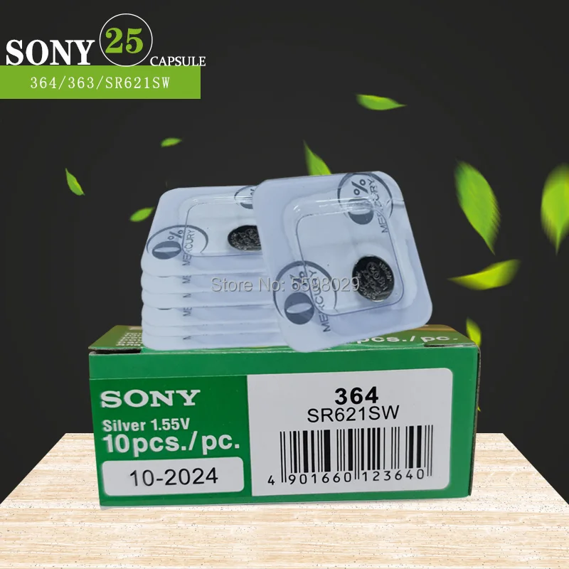 25pcs Sony Originalus 1.55 PRIEŠ 364 SR621SW V364 SR60 SR621 1 TG Vieno grūdų pakavimo Žiūrėti Baterijos Mygtuką Moneta Ląstelių