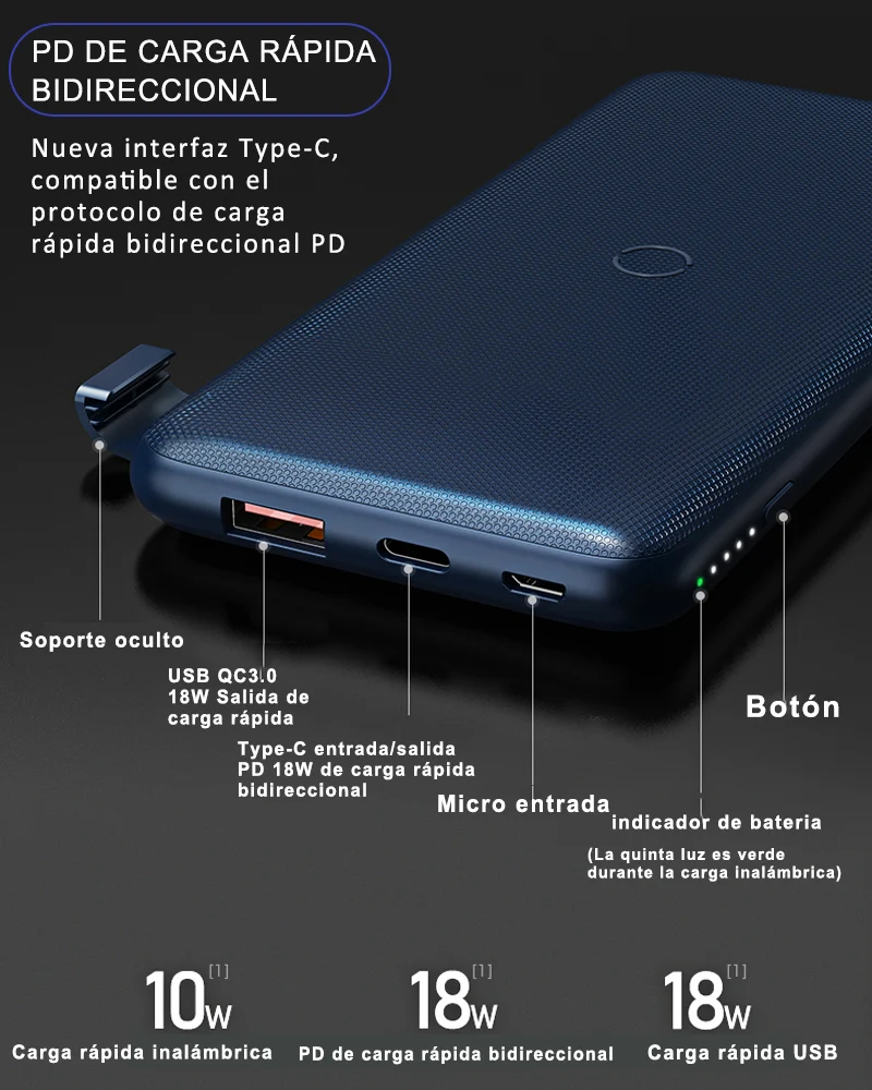 Galia Banko greito įkrovimo PD & QC3.0 18W - 10000 mAh išorės baterija, nešiojamas Įkroviklis, skirta 