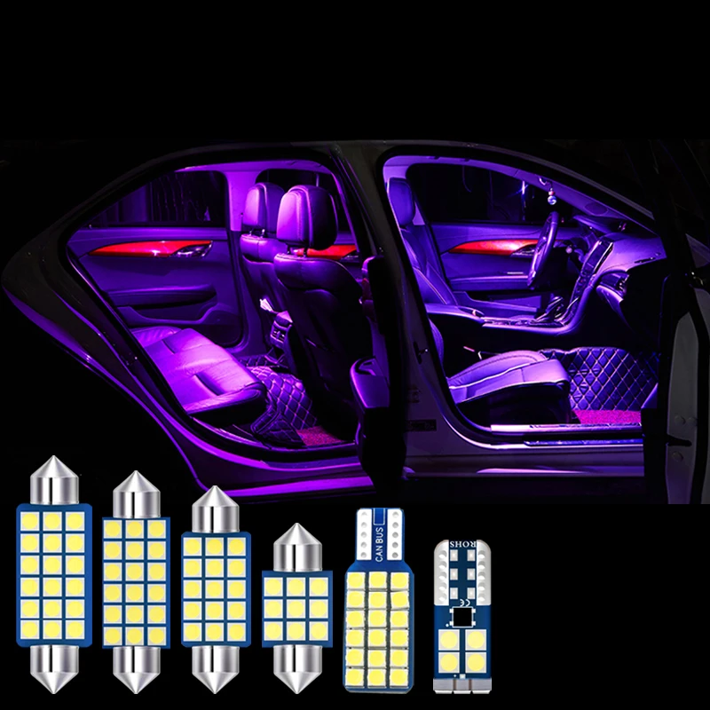 6x T10 W5W LED Lemputės Automobilių Salono Atmosfera, šviesos Licencijos numerio apšvietimo Lemputės Kamieno Lempa, rinkinys, Skirtas 