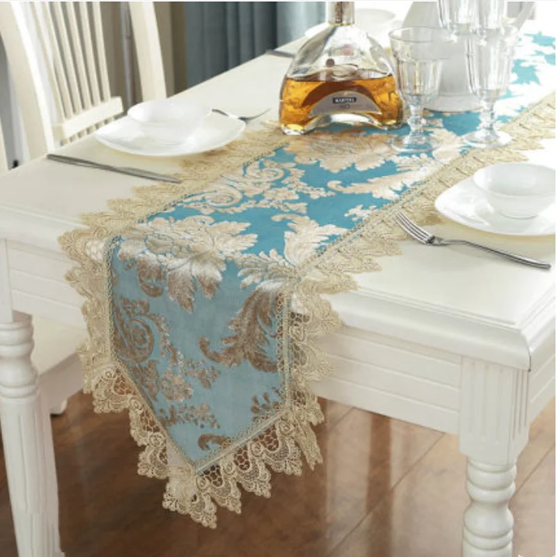 Gėlių spausdinti stalo runner Kaime staltiesė stalo bėgikų Royal blue apdaila piano padengti Amerikos romantiška staltiesės