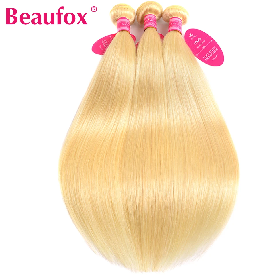 Beaufox 613 Blond Ryšulius Su Uždarymo Brazilijos Plaukų Pynimas Ryšulius Su Uždarymo Tiesiai Žmogaus Plaukų Ryšulius Su Uždarymo Remy