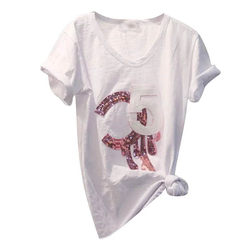 Vasaros C5 China Siuvinėjimo T shirt Spausdinti Moterų atsitiktinis plius dydis prarasti baltos viršų trumpomis rankovėmis tee marškinėliai