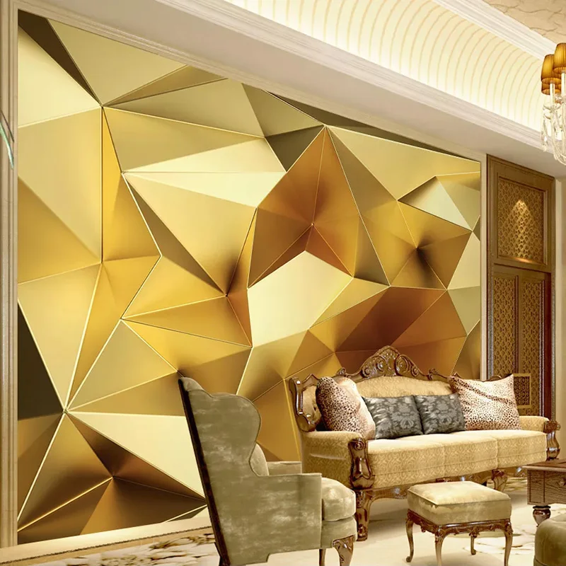 Modernūs, Prabangūs, Aukso Geometrinis Daugiakampio Sienų Tapetai, 3D Gyvenimo Kambario, Miegamasis Kūrybos Dekoro Meno Siena Dokumentus Sienos 3D Freska