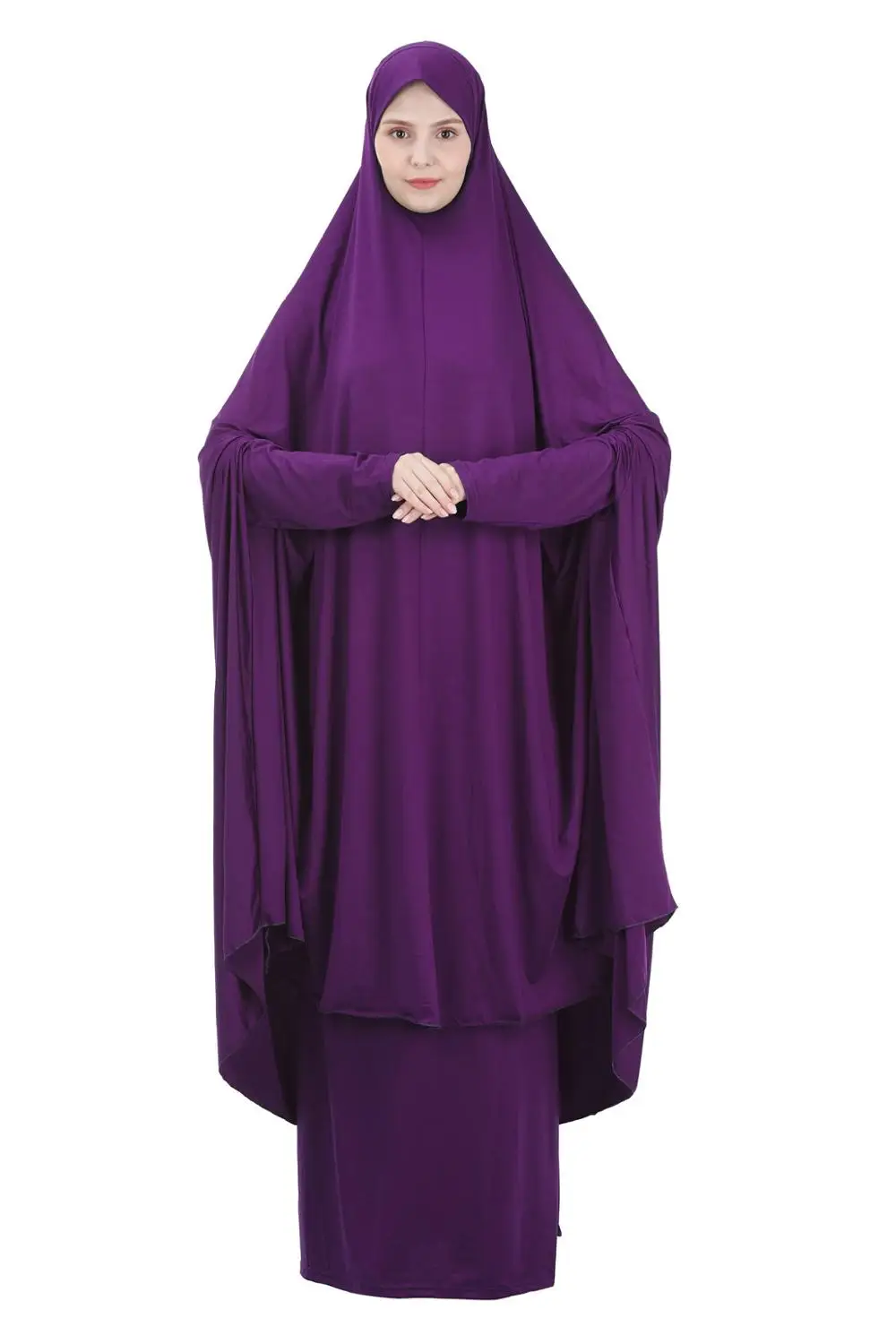 Dviejų Dalių Komplektas Malda Drabužis-Suknelė Musulmonų Moterys Abaja Jilbab Hijab Ilgai Khimar Apranga Ramadanas Sijonas Abayas Islamo Drabužius Niqab