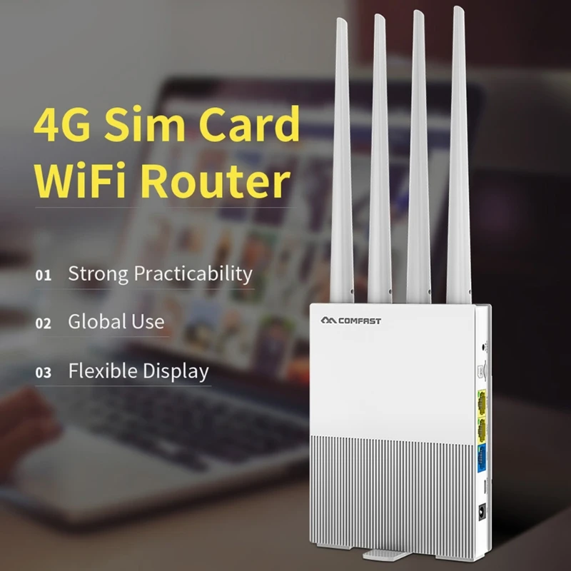 COMFAST E3 4G LTE 2.4 GHz WiFi Router 4 Antenos SIM Kortelės Belaidžio Extender 35EA