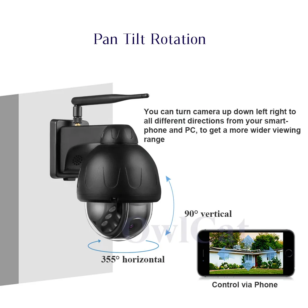 Šildomi Metalo Vandeniui 5MP HD Auto Stebėjimo Juoda Dome IP Kamera, WiFi PTZ 5x Zoom Belaidžiu Infraraudonųjų spindulių VAIZDO Garso SD Kortelę Įrašyti