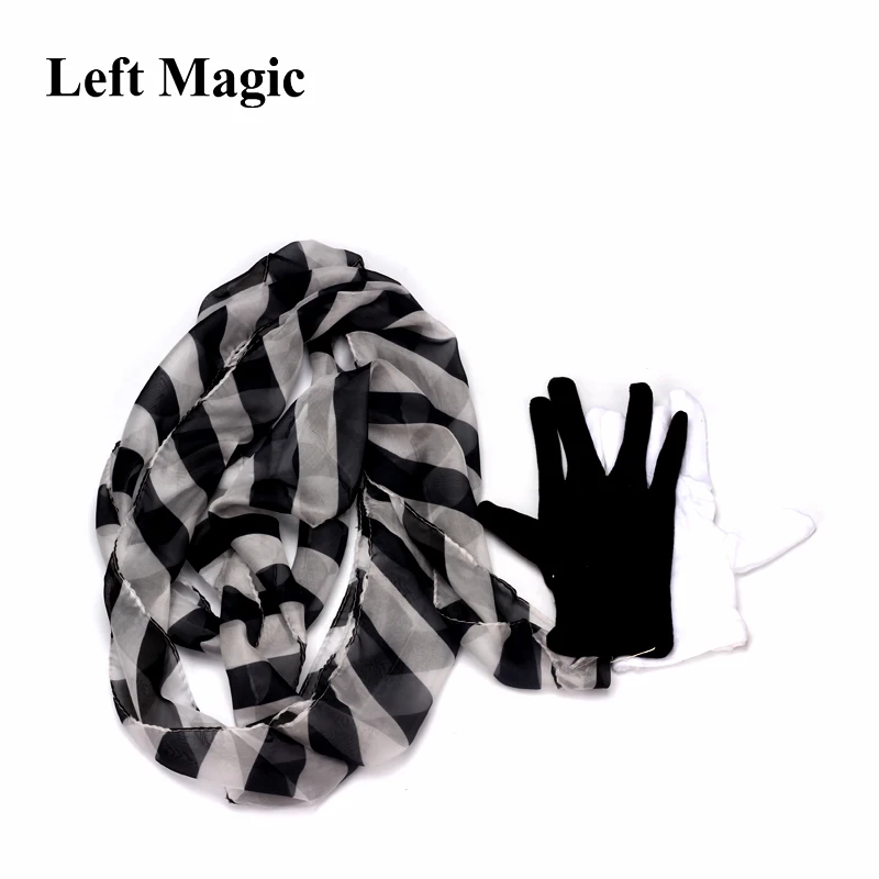 Pirštinės Su Zebra Streamer Šilko Skara Magija Gudrybės Profesionalus Magas Gatvės Etape Šalis Magia Rekvizitai Magija Klasikinis Žaislai