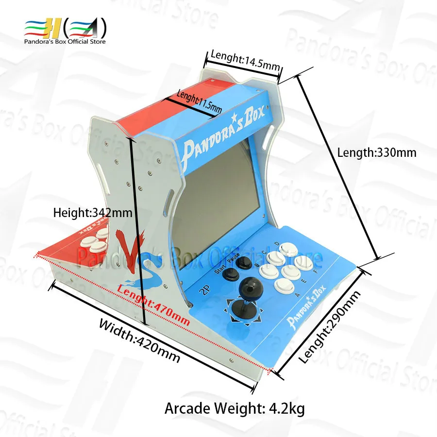 Pandora Box DX Akrilo bartop mini arcade 10 cm dvigubas ekranas 3000: 1 gali išsaugoti žaidimą turi 3P 4P žaidimas 3d tekken Mirtingasis Kombart