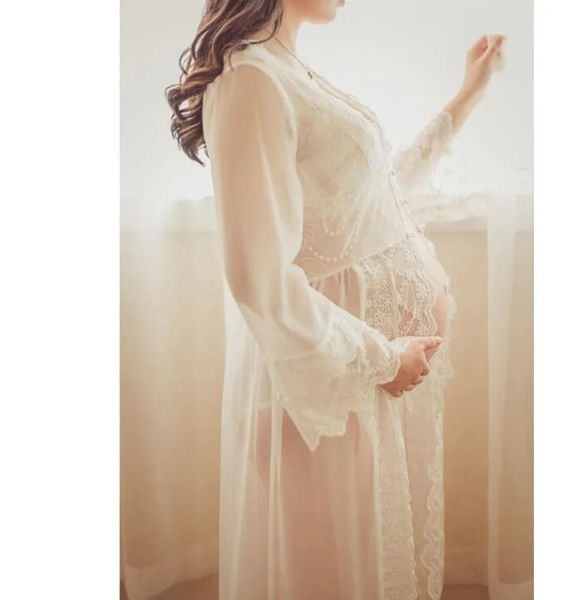 Royal Stiliaus Balta Motinystės Nėrinių Suknelė Nėščioms Fotografijos Rekvizitai Išgalvotas Nėštumo, motinystės fotosesiją ilga suknelė Nightdress