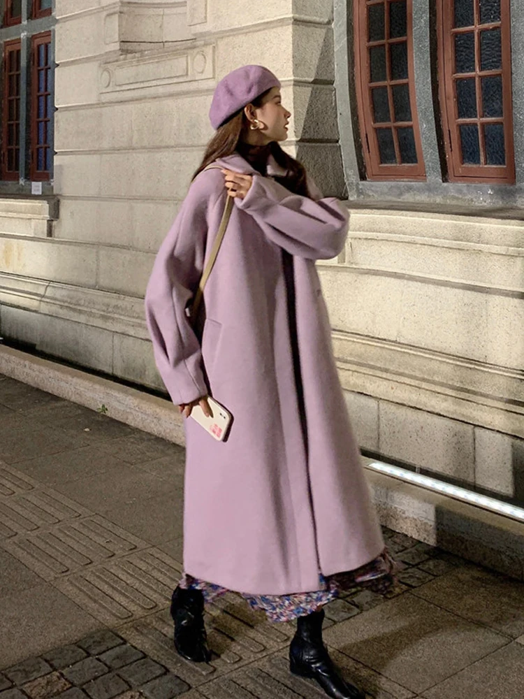 Žiemos 2020 naujų korėjos stilius laisvas vidutinio ilgio plius medvilnės storas vilnonis paltas moterų miškų temperamentas vilnonis paltas