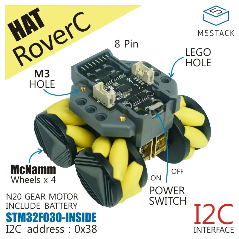 M5Stack Europos Sąjungos Oficialusis RoverC Programuojami Įvairiakryptė Mobilus Robotas Bazės Suderinama Su M5StickC STM32f030f4 Mikrovaldiklių