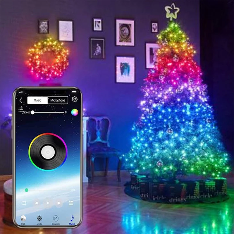 Kalėdų Medžio Apdaila Žibintai Užsakymą LED String Žibintai App Nuotolinio Valdymo Šviesos YA88