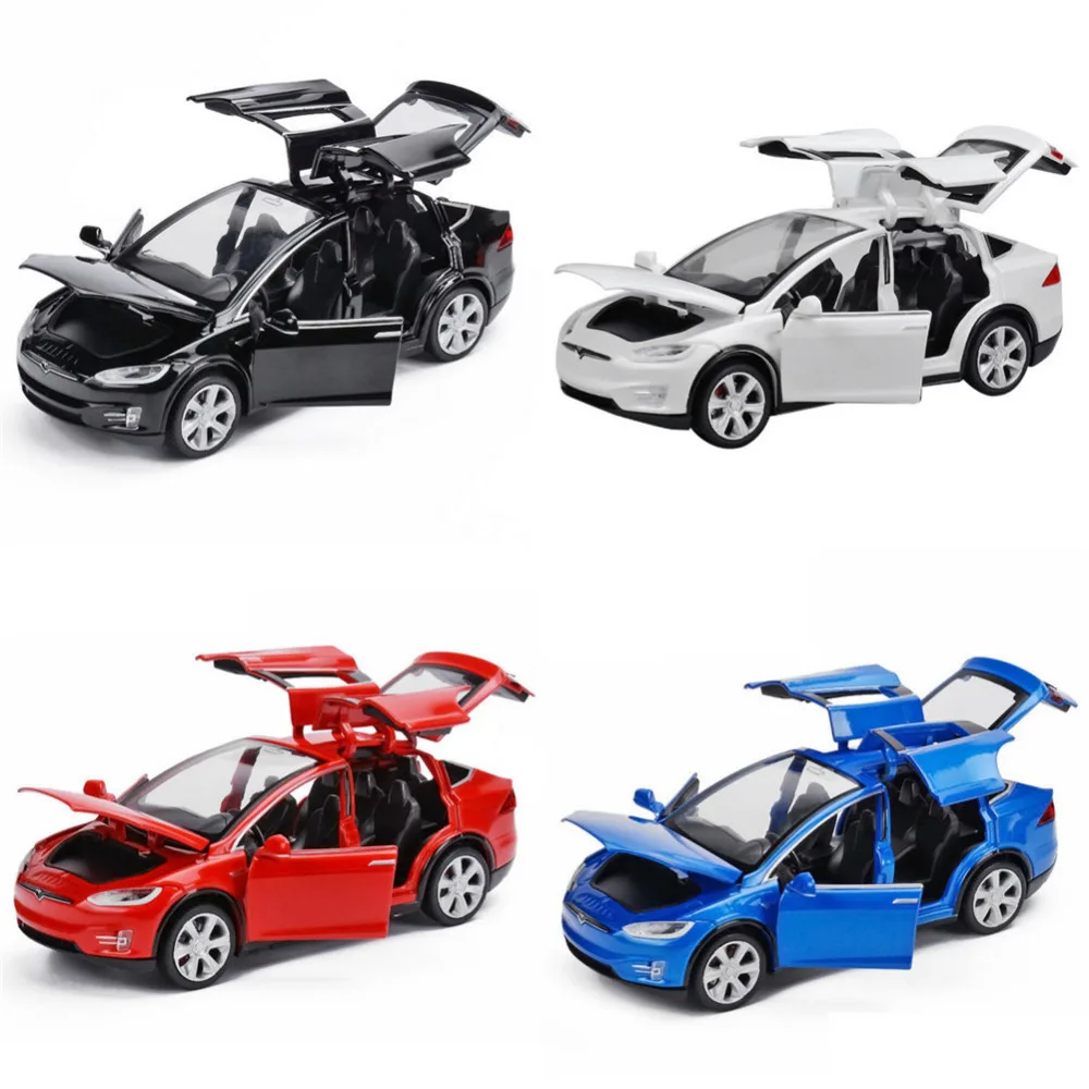 1:32 Tesla Modelio Automobilių Žaislas X90 Metalo Modelio Transporto priemonė, Acousto-regos Pull-back Žaislas Automobilis Vaikų Dovanų