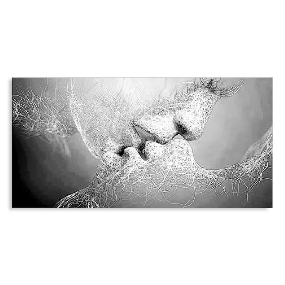 JX-LCLYL 80*50/100*60cm Black & White Meilės Bučinys Sienos Abstraktaus Meno Tapybos ant Drobės Paveikslų Spausdinti
