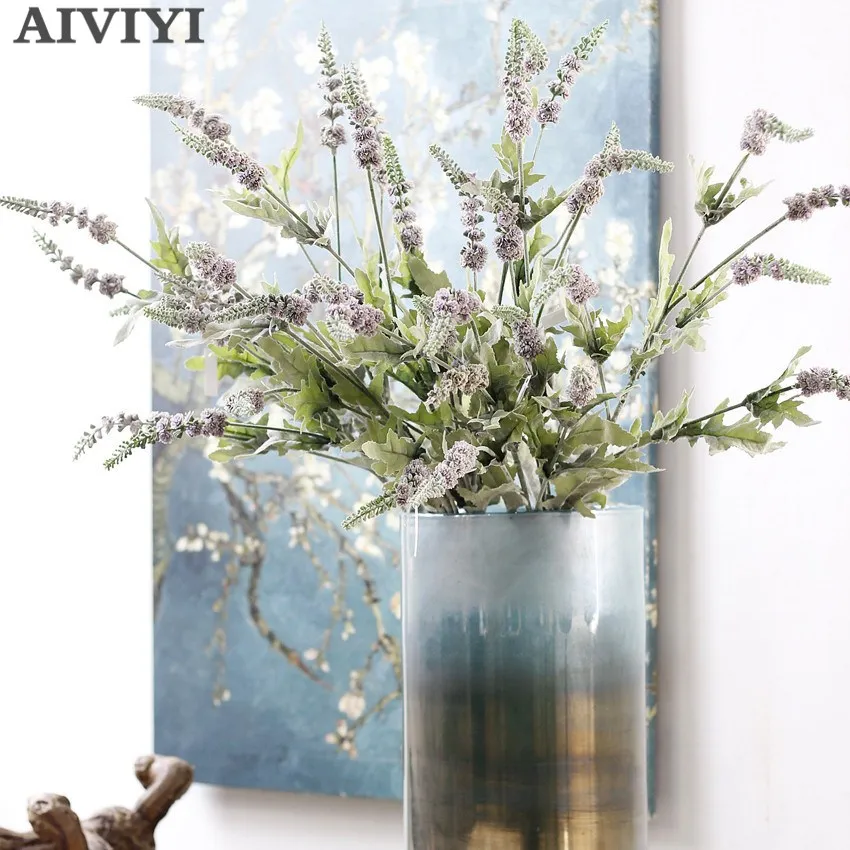 Ryškus provanso levandų plastiko išminčius, dirbtinės gėlės, dirbtinių augalų rudenį namų vestuvių dekoravimas augalų vainikas apdaila