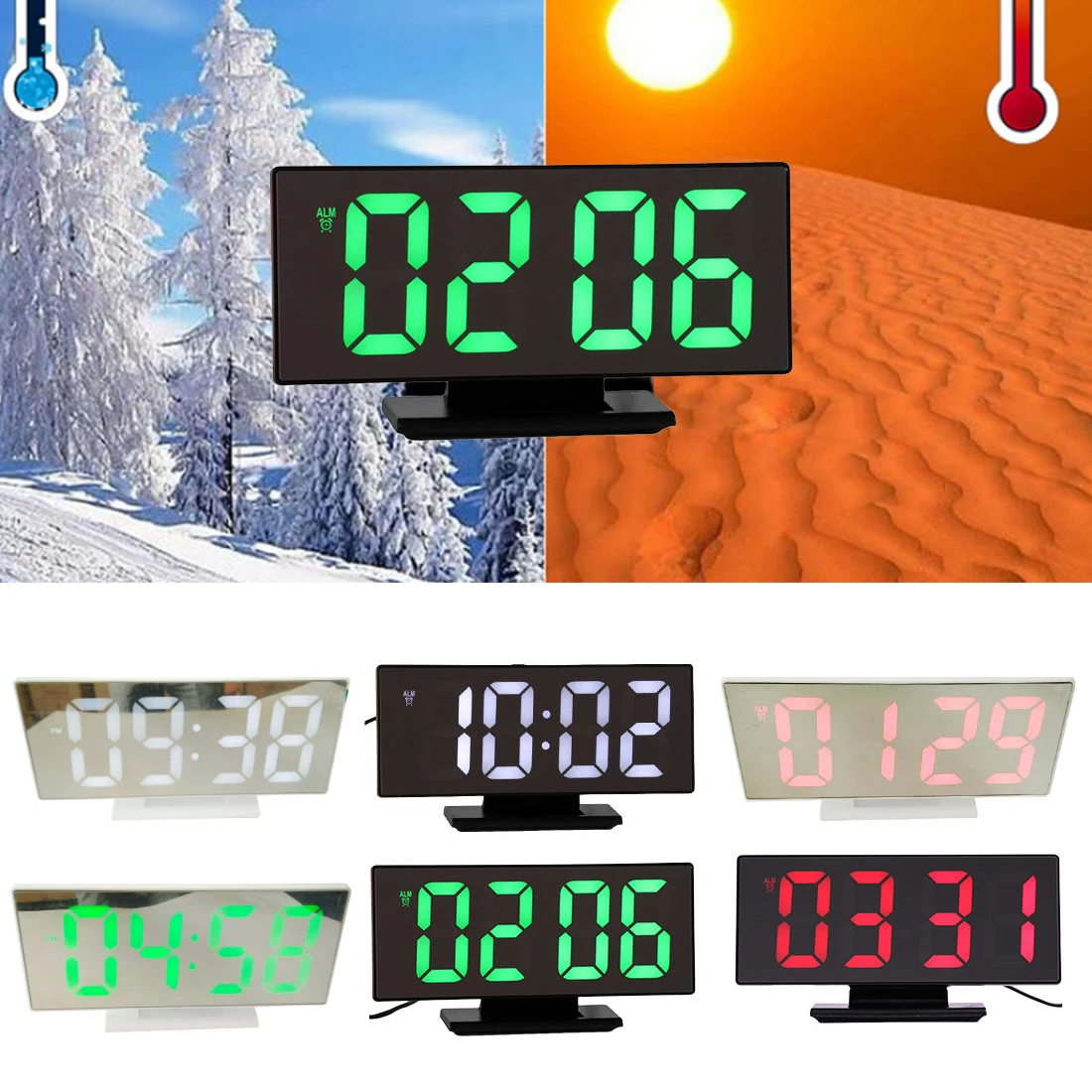 NAUJAS Skaitmeninis laikrodis LED Veidrodis Elektroniniai Laikrodžiai su Šviesos Daugiafunkcį Didelis LCD Ekranas Skaitmeninis Stalo Laikrodis Kalendorius