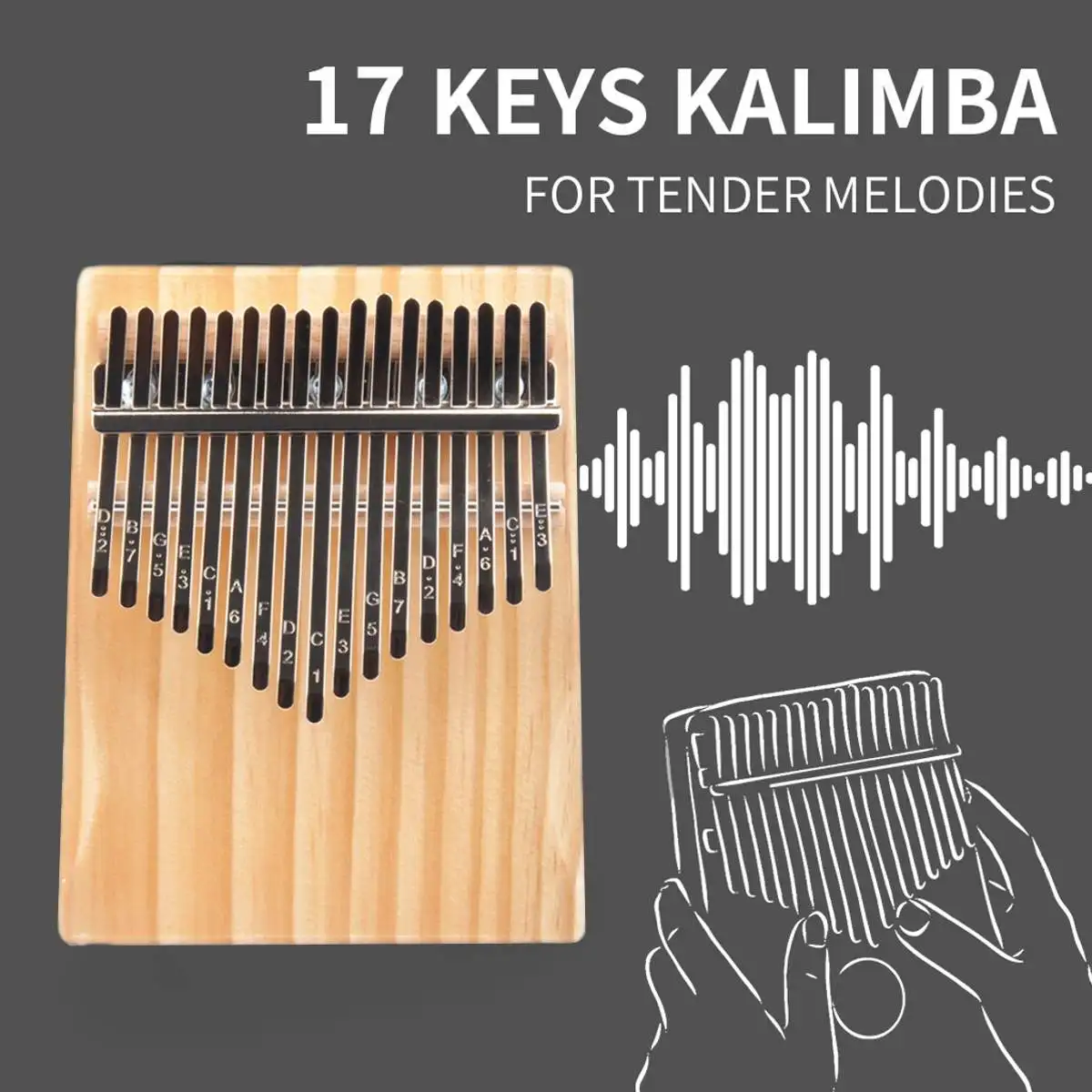 17 Klavišus Nykščio Fortepijonas Kalimba Aukštos Kokybės Mediena, Raudonmedžio Kūno Muzikos Instrumentai Su Mokymosi Knyga Kalimba Fortepijonui Su Įrankiu