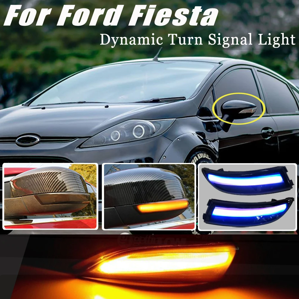 Dinaminis LED Posūkio Signalo Lemputė Teka Pusėje valdomi Išoriniai galinio vaizdo Veidrodėliai Indikatorių Rodiklis Ford Fiesta Mk7 2008-2017 