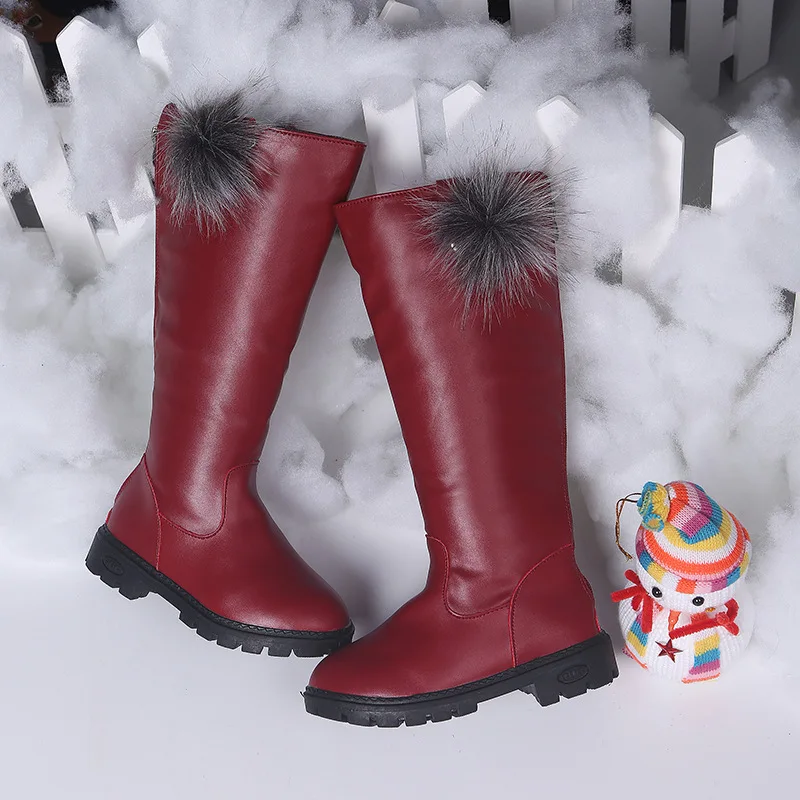 Merginos Knee-high Batai vaikiški sniego batai 2019 žiemos nauji aukštos Princesė medvilnės batai plius aksomo Aukštos Vaikai Botas Rudens Batai