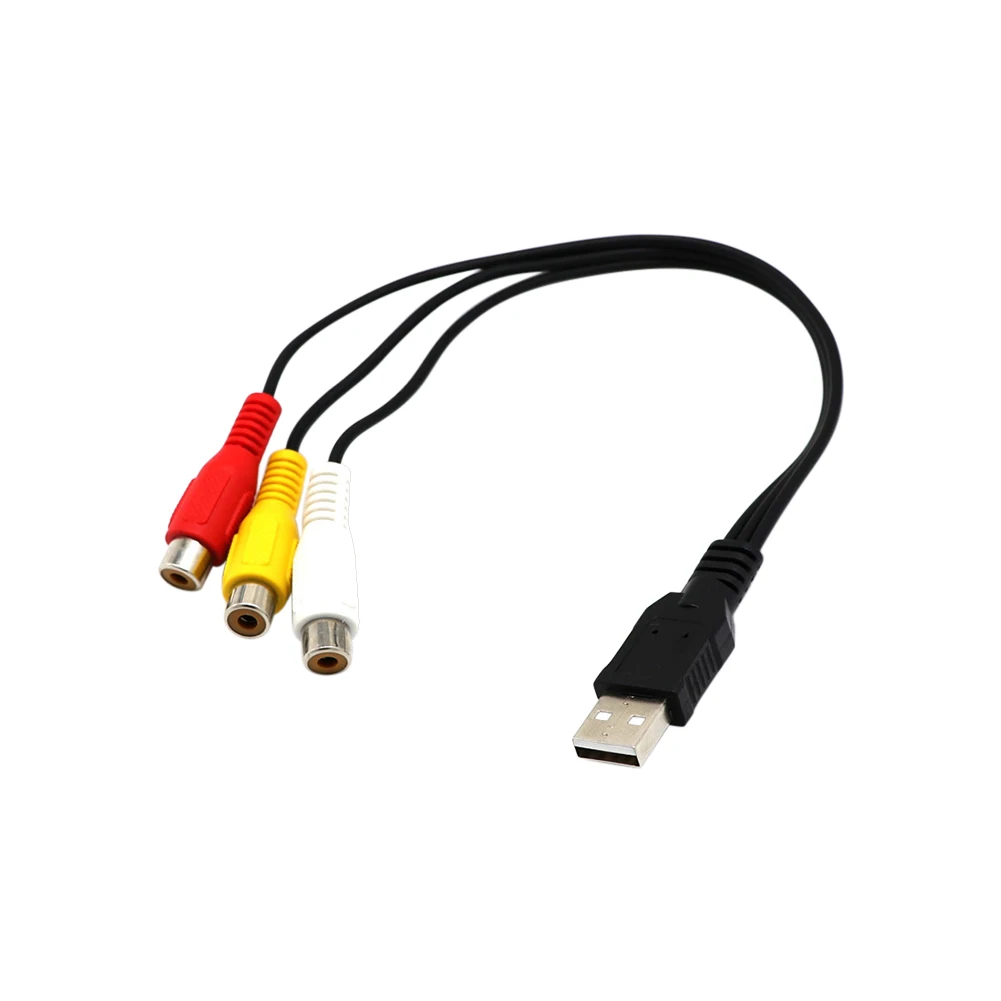 USB Vyras į 3 RCA Female Adapter, Audio Kabelis Video Converter AV Laidas HDTV TV SGA998