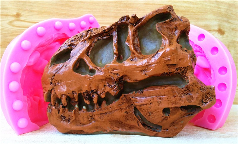 3D Dinozaurų Kaukolės Silikono Sluoksnį, Drėkina Torto Formos Šokoladiniai Saldainiai, Muilo Žvakė Įrankis Virtuvėje Kepti Nemokamas Pristatymas