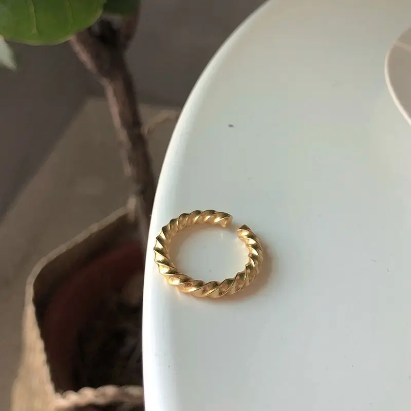 Silvology 925 Sterlingas Sidabro Atvirkštinio Twist Žiedai Aukso Elegantiškas Minimalistinio Tekstūros 2019 Naujus Žiedus Moterims Madingi Papuošalai