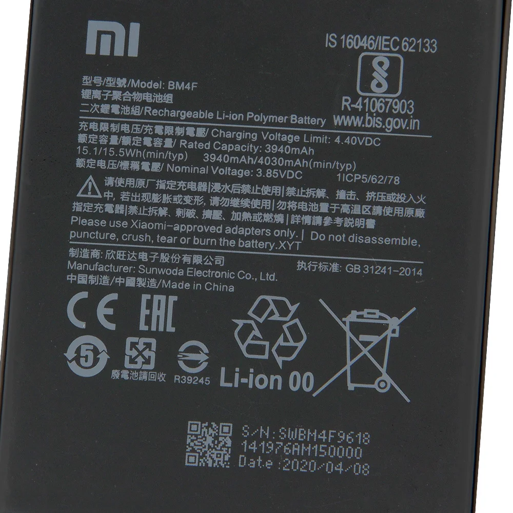 Xiao Mi Originalaus Telefono Baterija BM4F Už Xiaomi CC9 CC9e CC9 e BM4F Mi A3 Xiaomi A3 4030mAh Su nemokamais Įrankiais