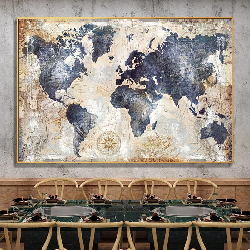 Derliaus Pasaulio Žemėlapyje Plakatas Sienos Meno Tapybos Drobės Abstraktus Vaizdas HD Spausdinti Už Kambarį Tyrimas Apdailos Cuadros be Rėmelio