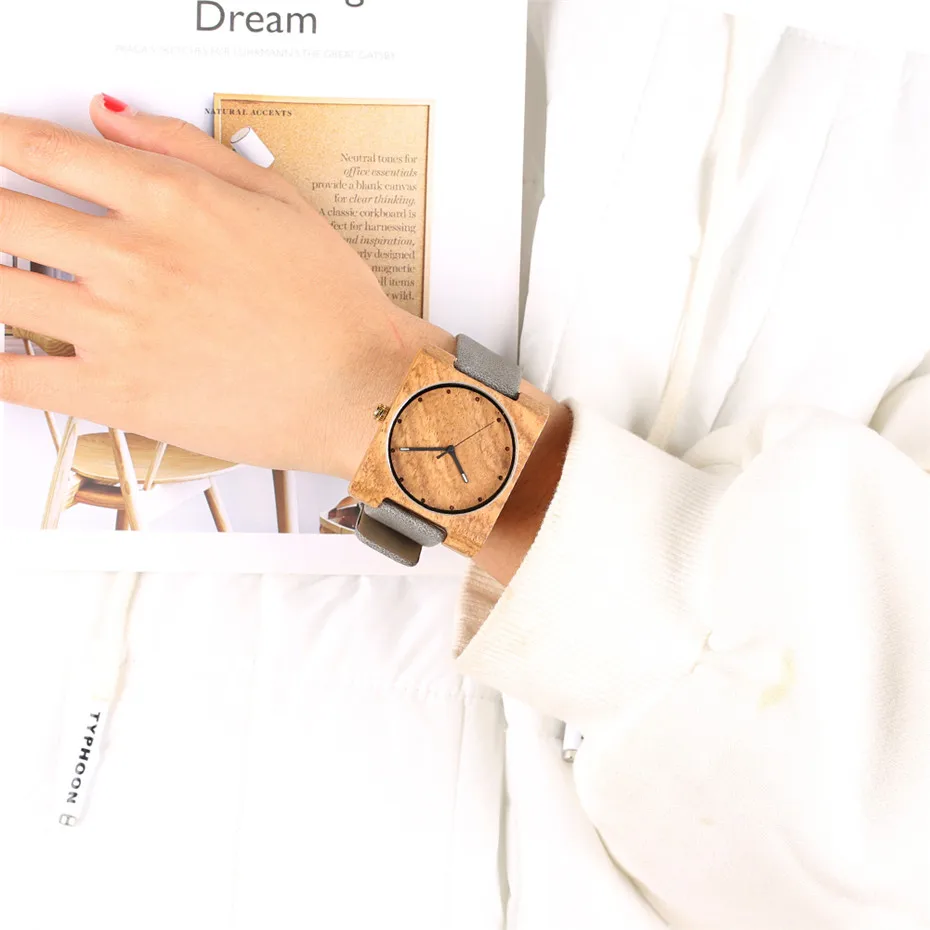 Ultra-Light Kūrybos Medienos Lady Laikrodis Kvarcinis Minimalizmas Dizainas, Odinis Viršų Dovanos Punktas Laikrodis Jauna Mergina Merginos reloj