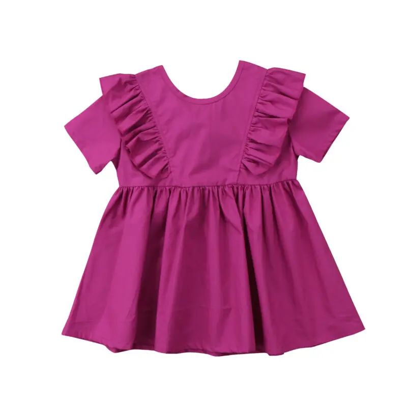Bamblys Vaikams Baby Girl Vasaros Atsitiktinis Suknelė Mergaitėms Trumpomis Rankovėmis Pynimas Tutu Kietas Violetinės Suknelės