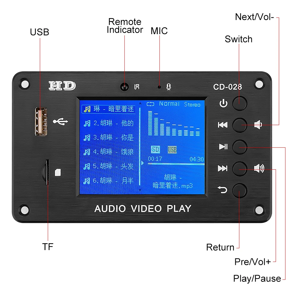 AIYIMA Bluetooth 5.0 MP3 Dekoderis Grotuvas AUX USB TF Kortelė, FM Radijas Dekodavimo Modulį 
