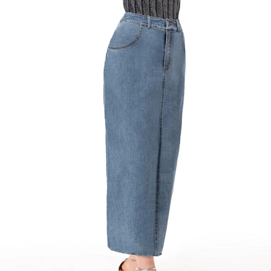 Aukštos Juosmens Ilgas Džinsinis Sijonas Moterims Atsitiktinis Pieštukų rinkinį klubo elastiniai džinsai sijonas plius dydis 2XL