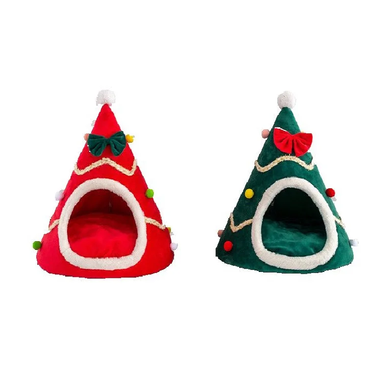 Žiemos, Žiemos, Kalėdų Skrybėlę Medžio Šunų Veislynas Šiltas tarpvalstybinių Naminių Reikmenys Sponge Kačių Prieglaudą Kūrybos Pet Palapinėje Santa Hat Formos