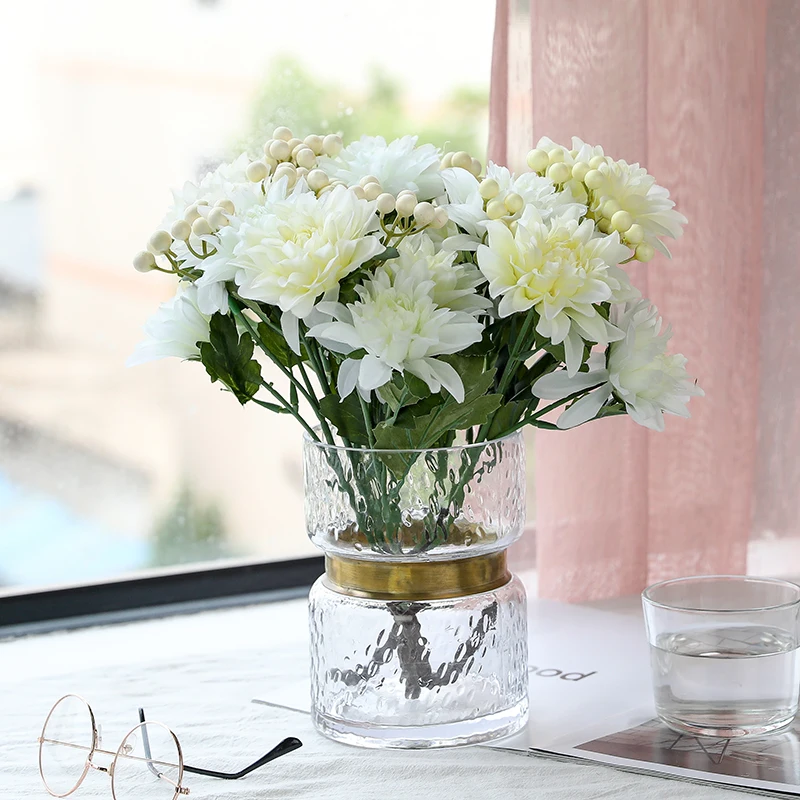 Dirbtinių Gėlių Netikrą Šilko Krepo Šilko netikrą gėlės filialas Vaza apdailos vestuvių gėlių filialas chrysanthemum