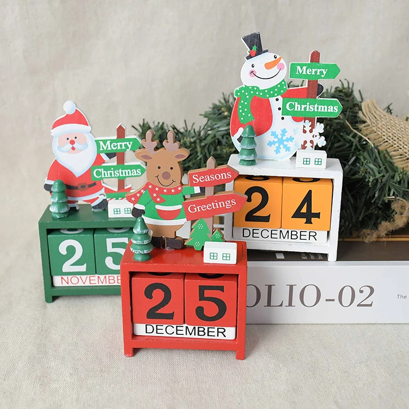 Medinių Kalėdų Kalendorių, Adventas Atgalinės Atskaitos Santa Claus Sniego Kalendorius Ornamentu Kalėdų Vakarėlį Namų Stalo Dekoracija Vaikų Dovanų
